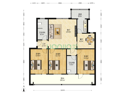国税新村 3室2厅2卫 135平方