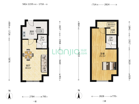 融创港印中心 1室1厅2卫 42平方
