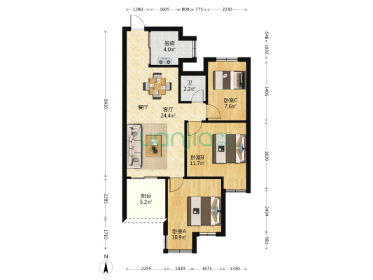 榕南礼居1期 3室1厅1卫 79平方