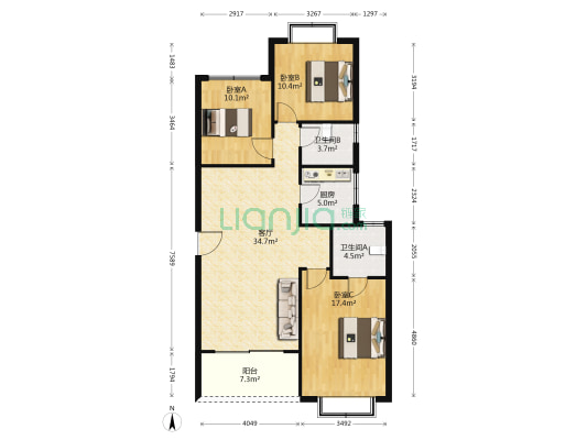 融城昆明湖 3室1厅2卫 128平方
