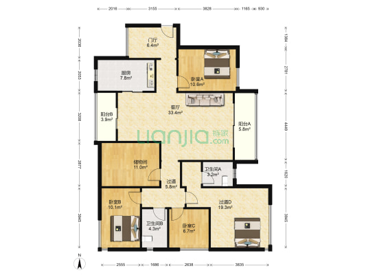 中海金沙水岸 3室1厅2卫 165平方