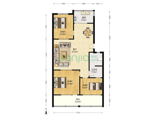 南丰街2号院 3室1厅1卫 102平方