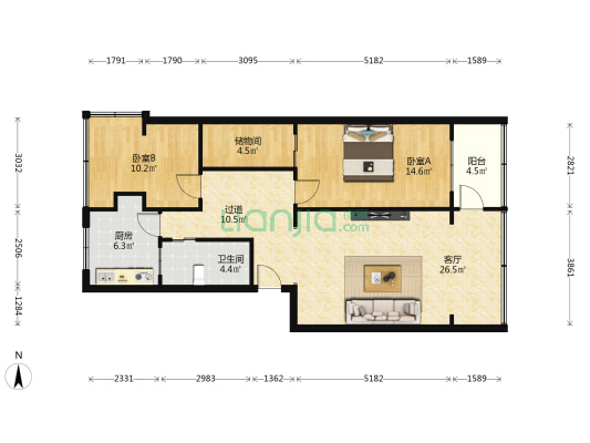省旅游局家属院 2室1厅1卫 93平方