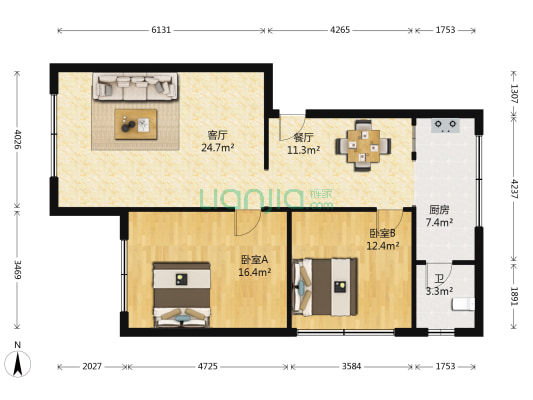 天力商住楼 2室2厅1卫 89平方
