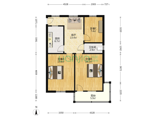 城河东路 3室1厅1卫 79平方