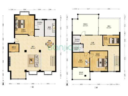 锦秀东园 4室1厅3卫 196平方