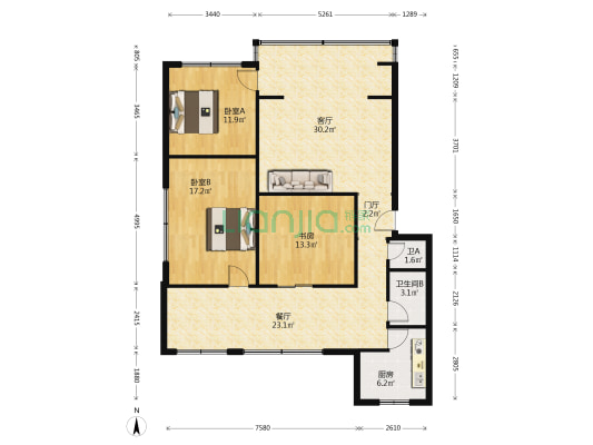 南大街247号 3室2厅2卫 116平方