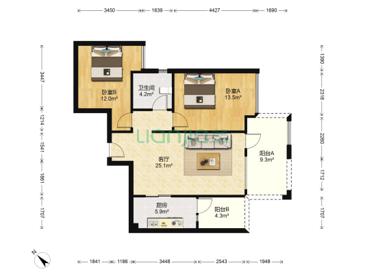 电建地产云立方 2室1厅1卫 81平方