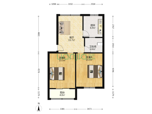 目澜新村 2室1厅1卫 75平方