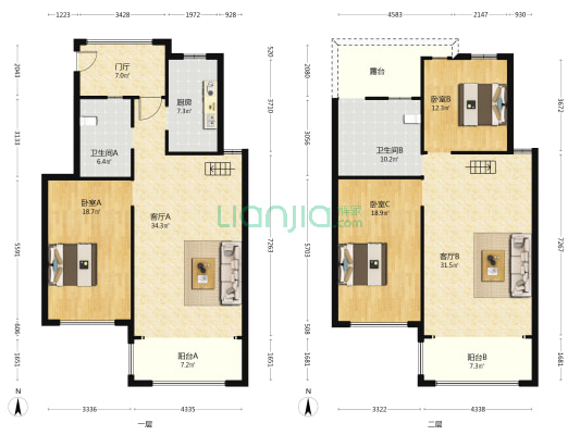 大湖美锦西区 3室2厅2卫 147平方