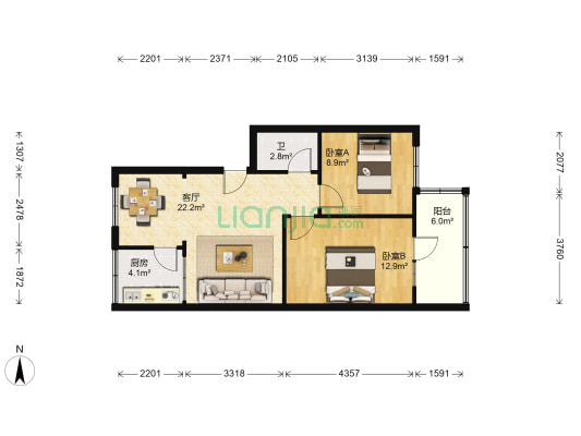 春晖小区 2室1厅1卫 53平方