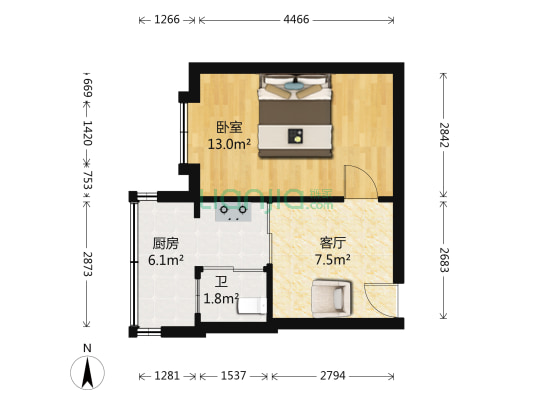 于家路16号 1室1厅1卫 40平方