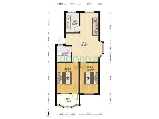 立新花园北区 2室1厅1卫 76平方