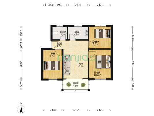 中铁四局集团四公司生活小区 3室1厅1卫 68平方