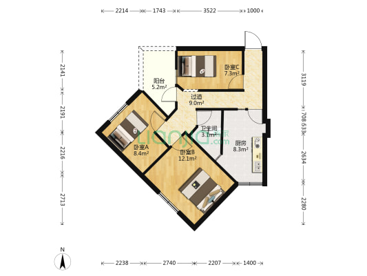 莲花新区北二巷8号 3室0厅1卫 61平方