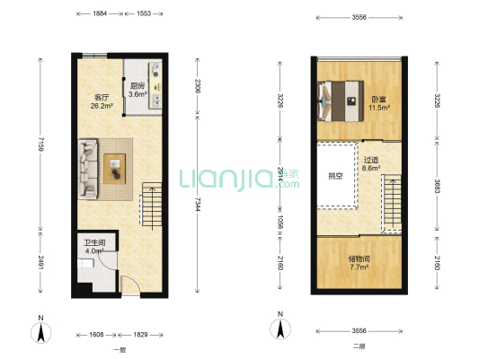 泰翔大厦 1室1厅1卫 58平方