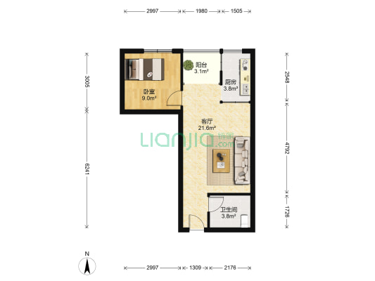 良基雅苑 1室1厅1卫 55平方