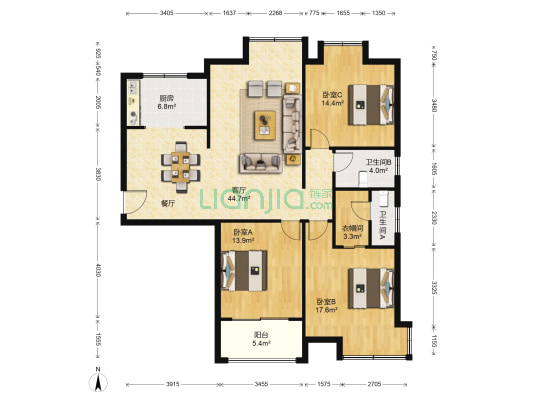 文泽府邸 3室1厅2卫 144平方