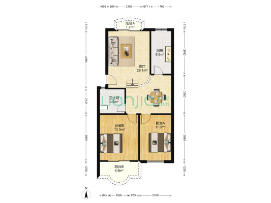 佳园小区(江岸) 2室1厅1卫 86平方