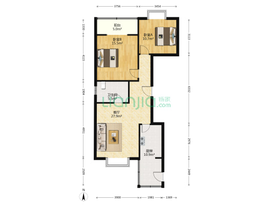 西华苑三期南区 2室1厅1卫 112平方
