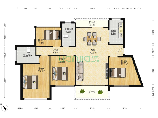 惠州星河盛世 4室1厅2卫 114平方