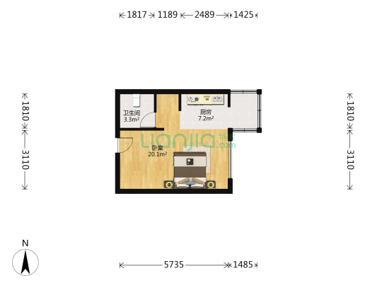 伸马领寓 1室0厅1卫 40平方