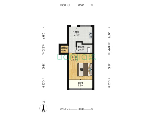 天悦小区 1室0厅1卫 38平方