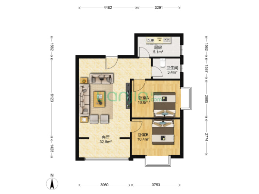 洪泰伟业小区 2室1厅1卫 95平方
