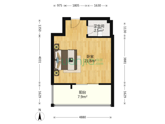 建业帕拉帝奥 1室0厅1卫 43平方