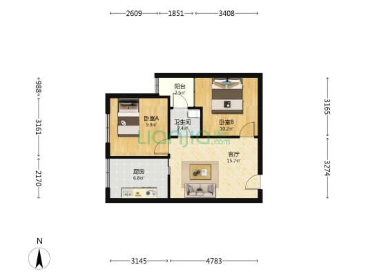 都汇里 2室1厅1卫 59平方