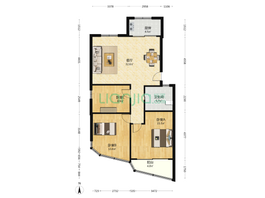 明盛楼 3室1厅1卫 95平方