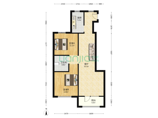 珑湖丽宫 2室1厅1卫 101平方