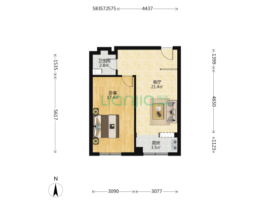 北陵大街10 1室1厅1卫 71平方