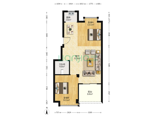 兴华家园 2室1厅1卫 92平方