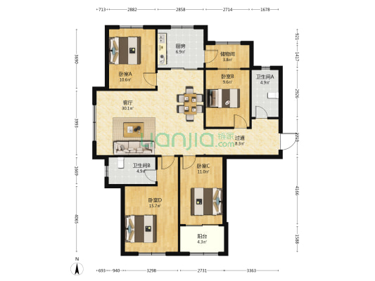 大源·橡树湾 4室1厅2卫 160平方