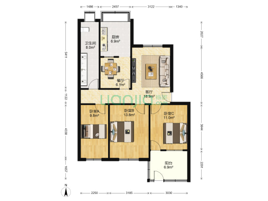 华光路39号院 3室2厅1卫 99平方