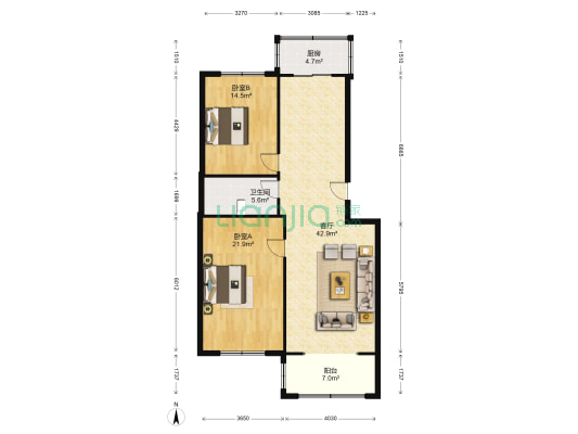 倚水佳园 2室1厅1卫 112平方