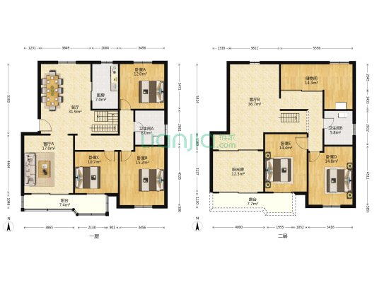 润发公寓 5室3厅2卫 126平方
