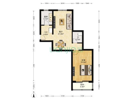 东木樨园 1室1厅1卫 66平方
