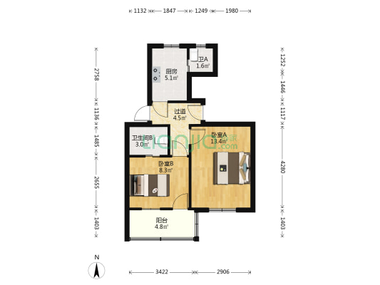 美术地毯厂 2室0厅2卫 48平方