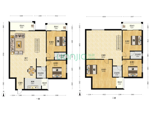 中环花园 5室1厅4卫 220平方