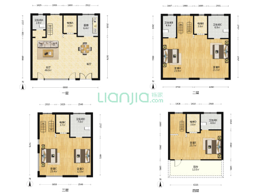 建发众安·棠颂和鸣院 5室1厅5卫 228平方