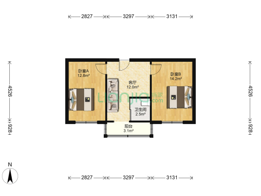 鲜族村 2室1厅1卫 62平方