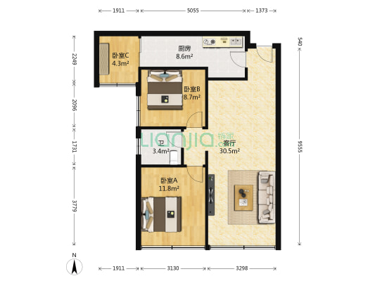 玉锦华城 3室1厅1卫 74平方