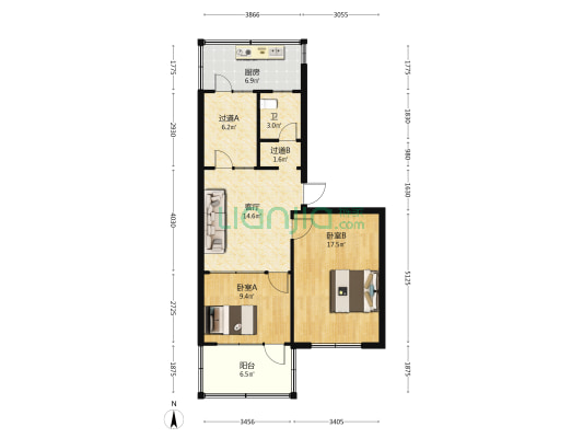 王府街道工商银行宿舍 2室1厅0卫 78平方