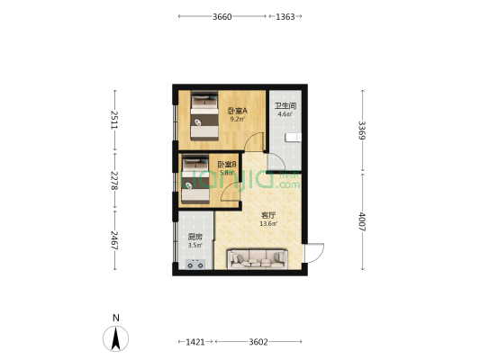 花溪大道北段428号 2室1厅1卫 48平方