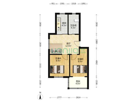 凤梅家园 2室1厅1卫 54平方