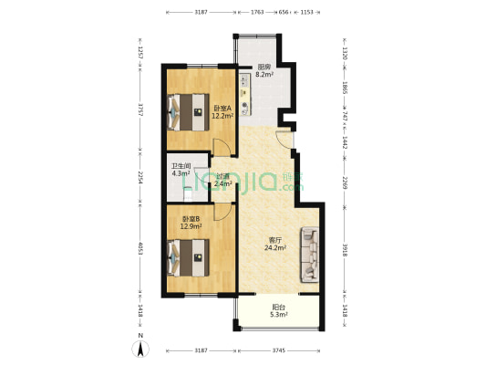 水云间公寓 2室1厅1卫 92平方