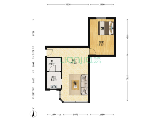 禅城东风路35号 1室1厅1卫 51平方