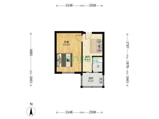 沿湖小区 1室1厅1卫 40平方